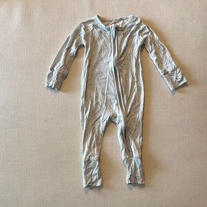 Light Blue Zip-Front Baby Footie One-Piece